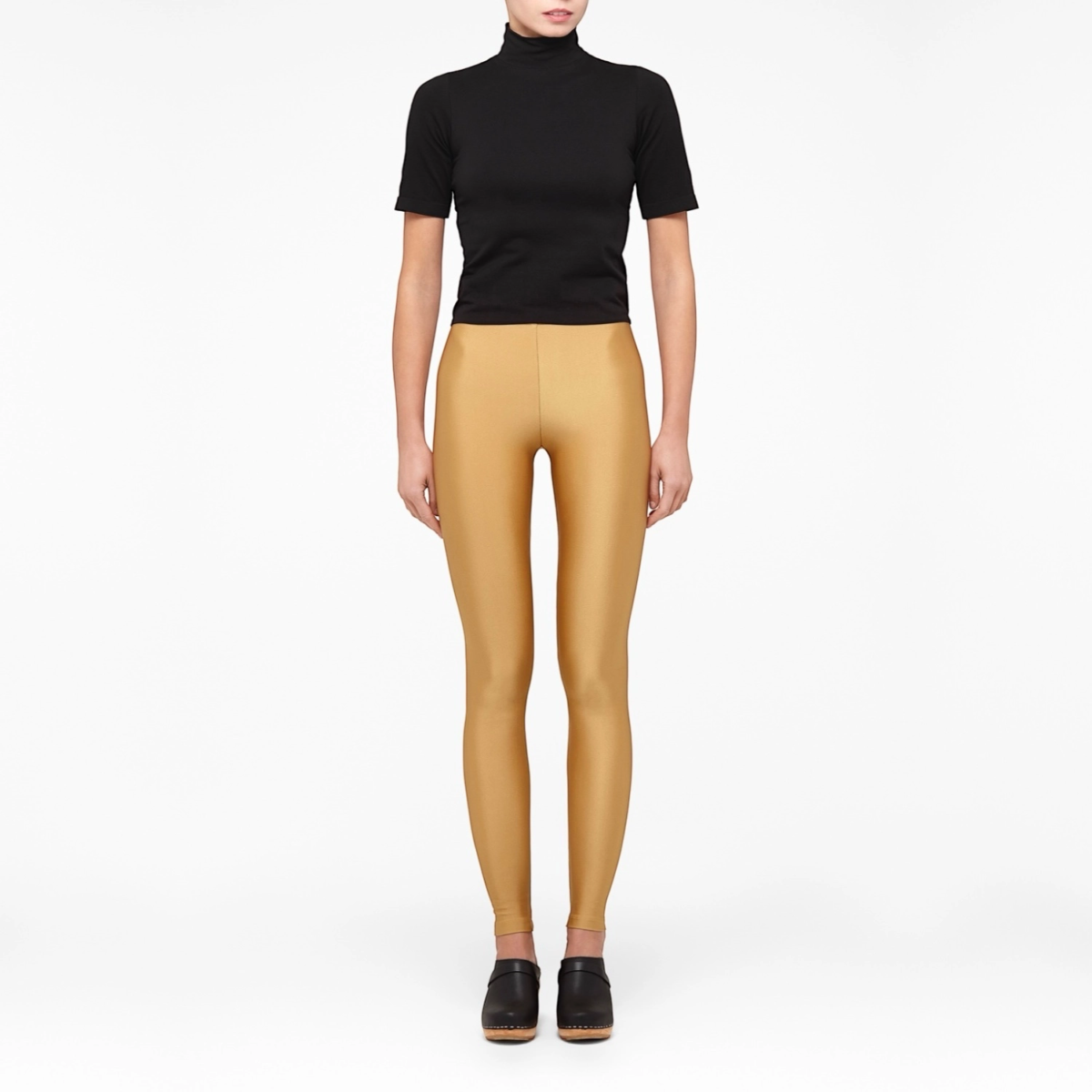 Legging satiné Jaune d'Or femme, vue de face