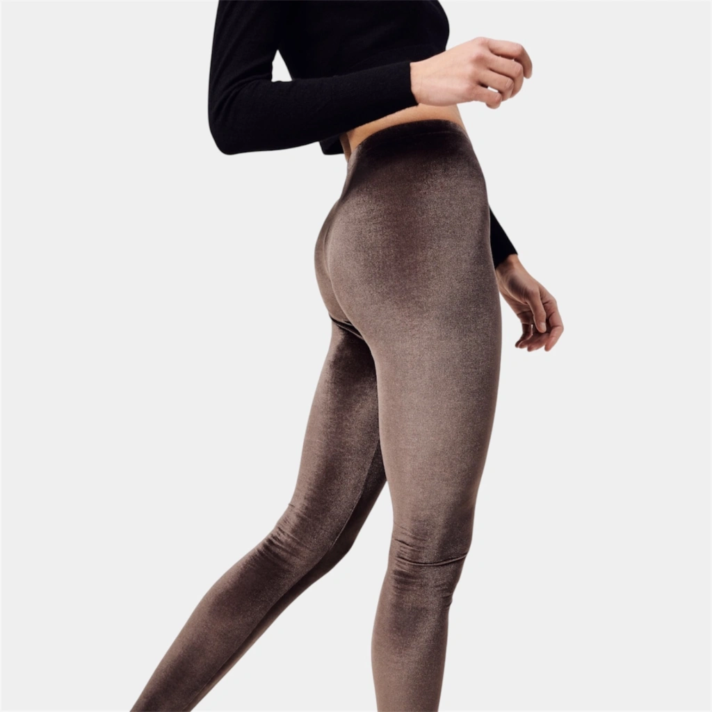 Legging velours marron chocolat femme coupe ajustée confortable Pattes de Velours