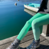Legging velours lisse Vert Aquarelle - Coupe Classique Legging pour femme en velours vert pastel - Pattes de Velours