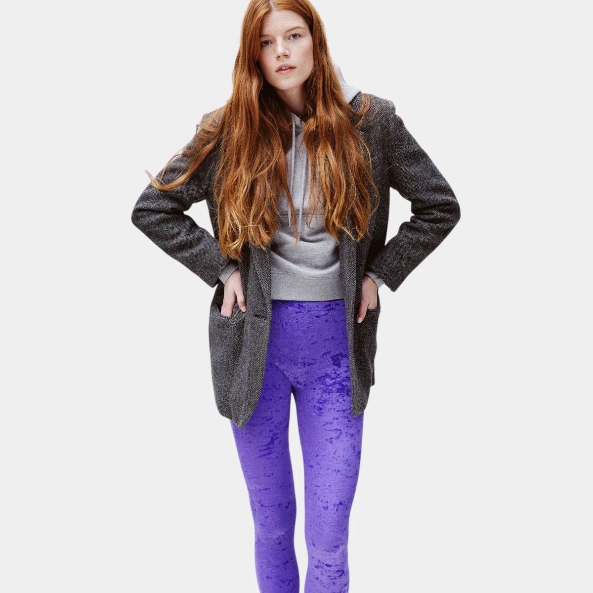 Legging femme en velours frappé ultra violet – vue de face