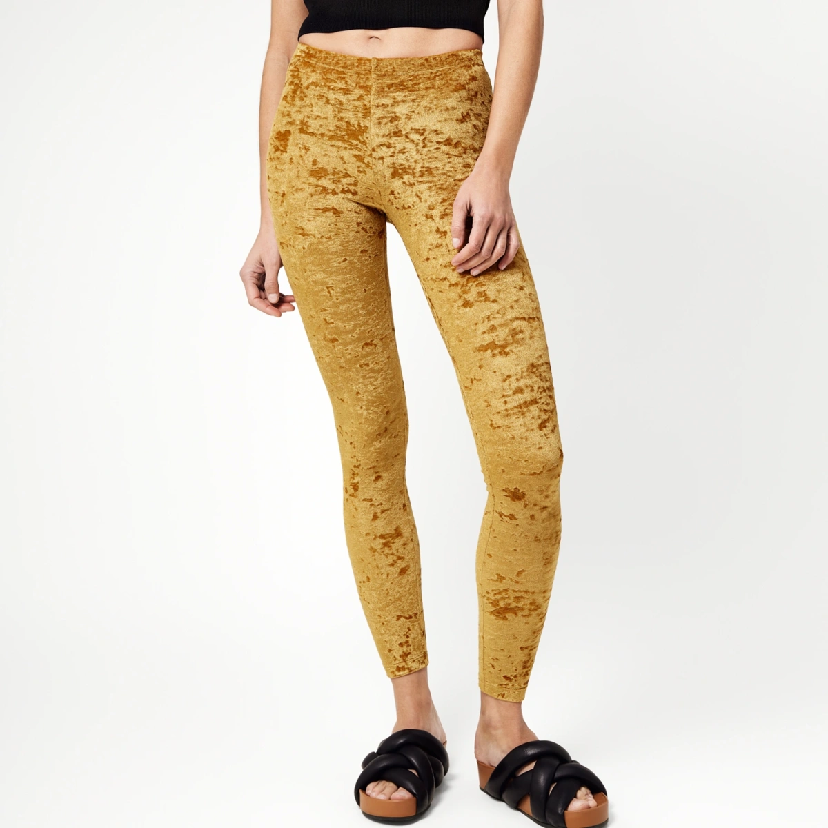 Legging Velours Frappé Or Métaphore Femme – Legging Doré Chic Coupe Classique