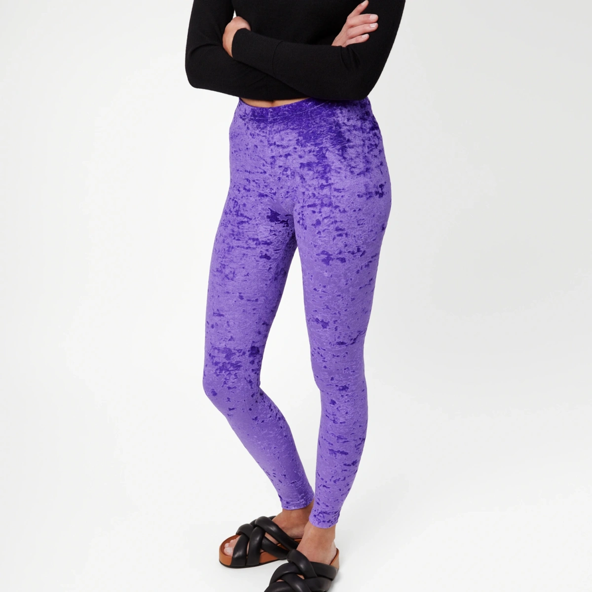Legging Velours Frappé Ultra-Violet Femme – Legging Violet Mode Coupe Classique