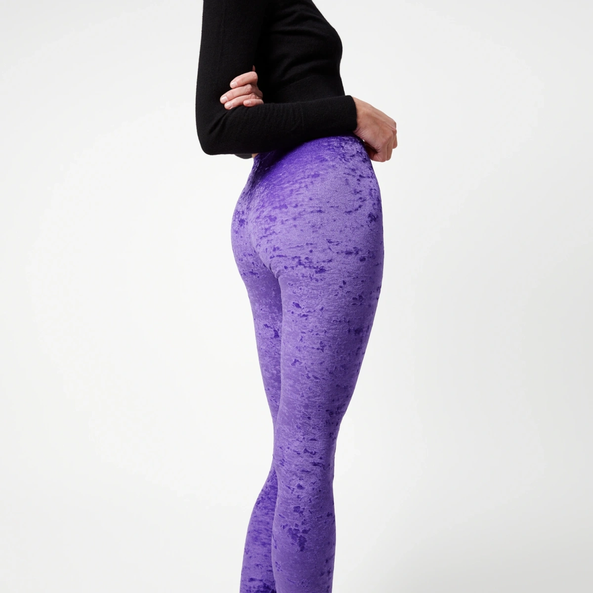 Legging Velours Frappé Ultra-Violet Profil – Legging Femme Velours Élégant Coupe Classique