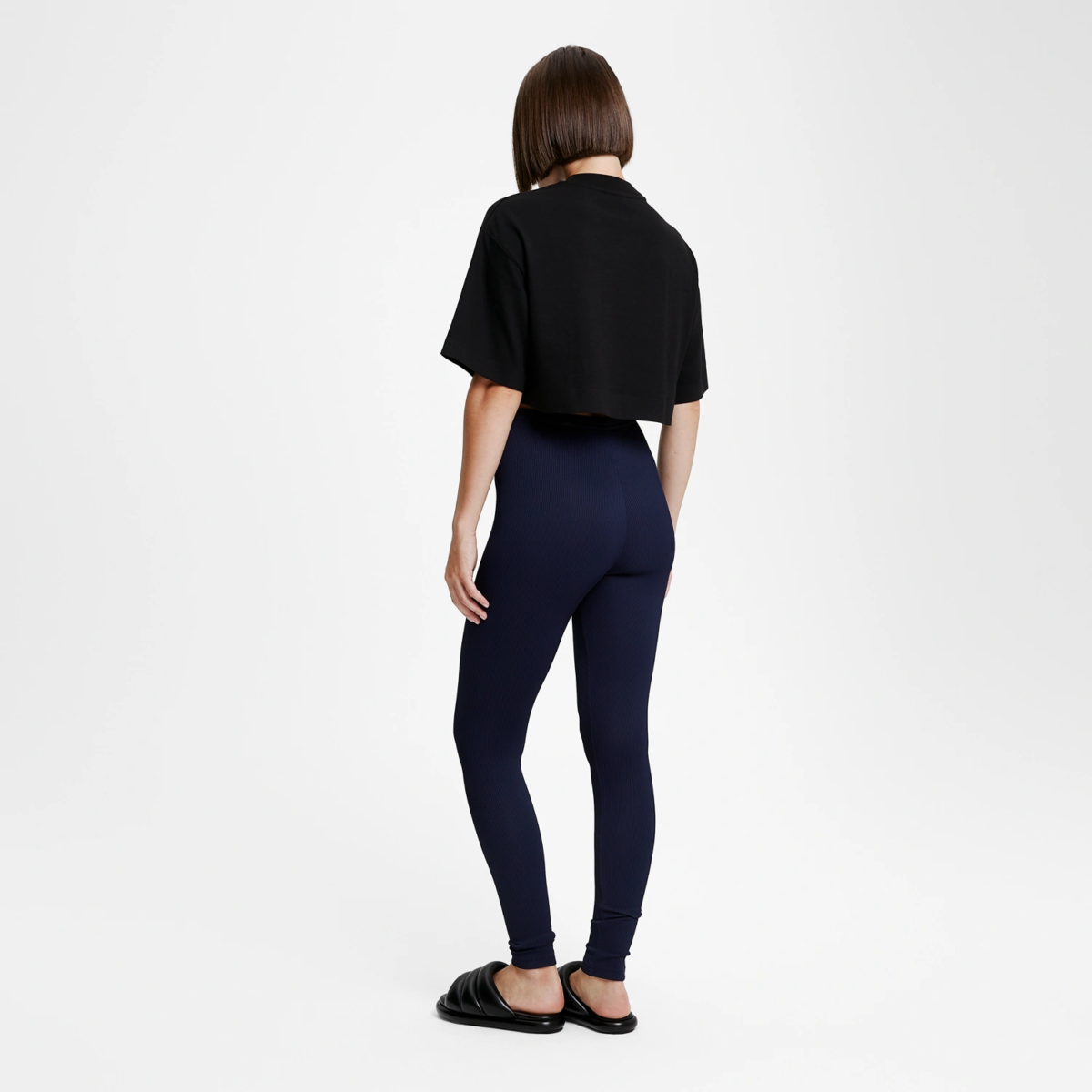 Legging effet côtelé blue night femme – vue de dos profil