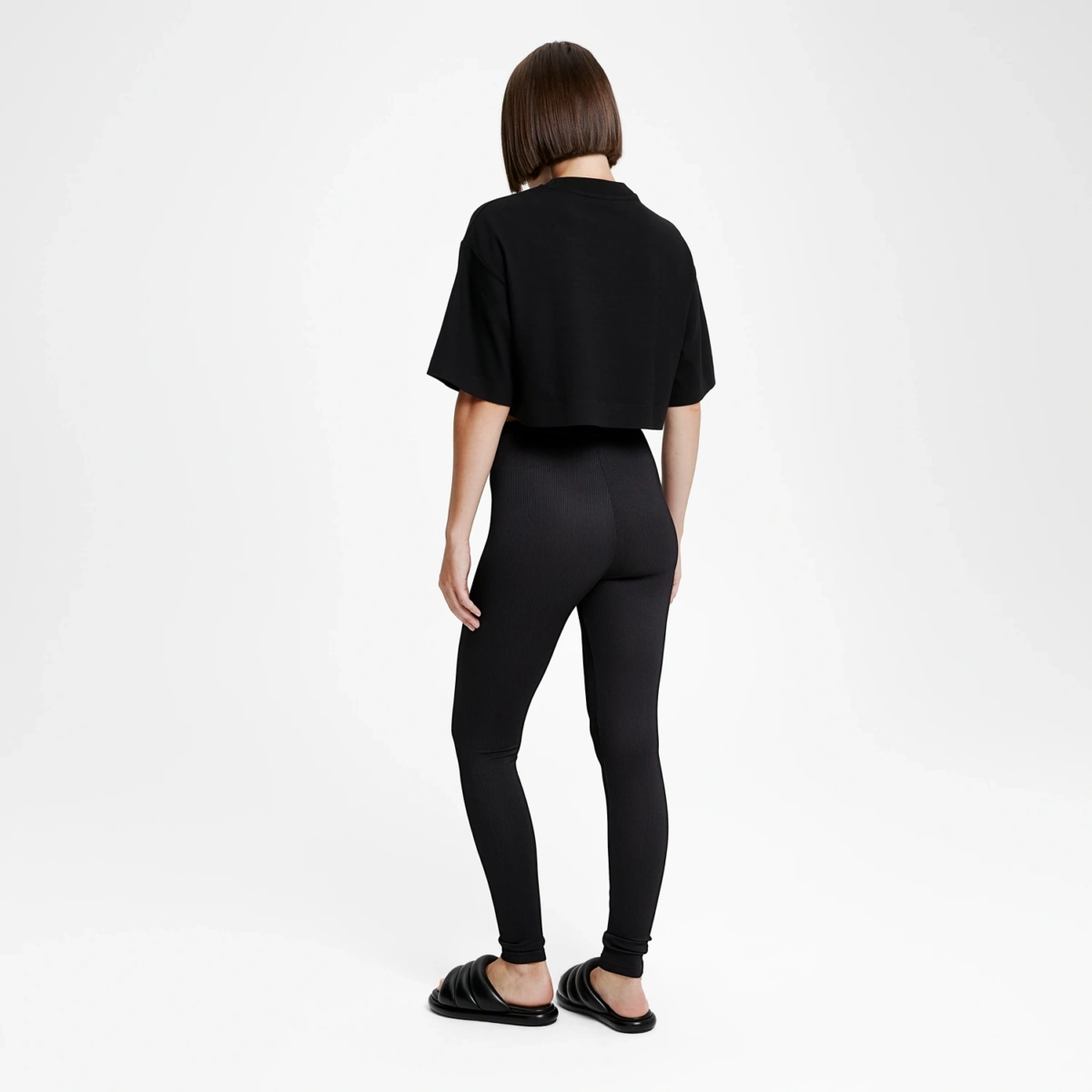 Legging effet côtelé noir new black femme – vue de dos