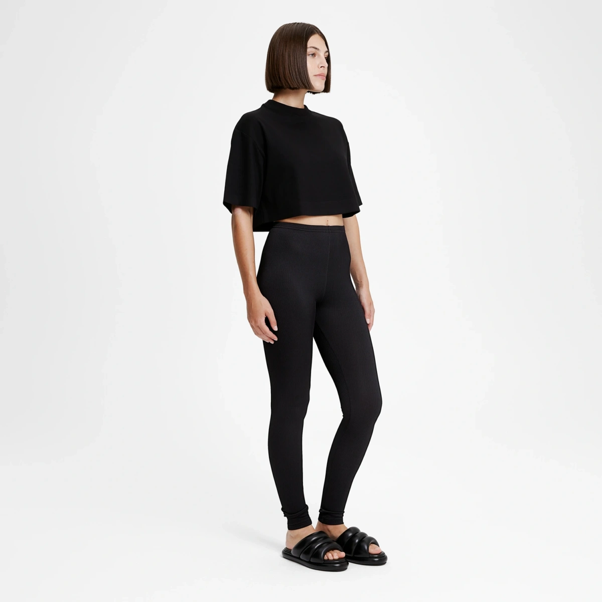 Legging effet côtelé noir new black femme – vue de profil