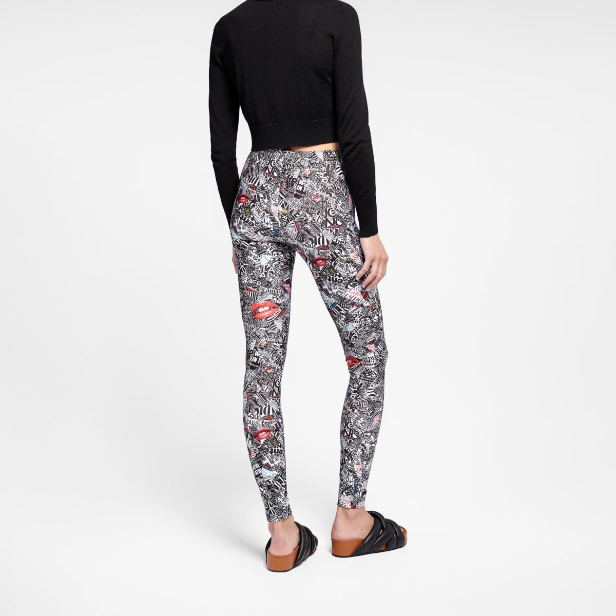 Legging satiné imprimé Talking Legs femme – vue de dos