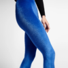 Legging velours lisse Bleu Électrique - Coupe Classique Zoom matière legging velours bleu électrique coupe classique femme détail texture satiné