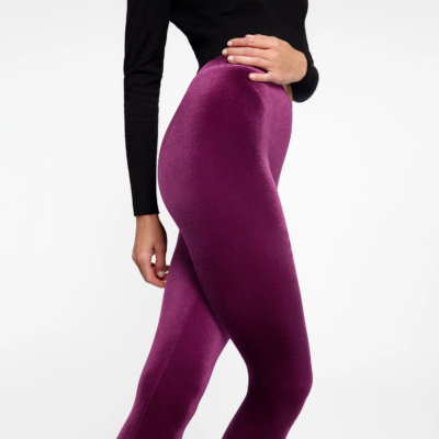Legging velours lisse Bordeaux Gala - Coupe Classique Legging velours Bordeaux Gala pour femme, détail texture velours