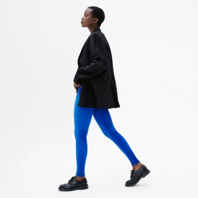 Legging velours lisse Bleu Électrique, Coupe Classique legging velours bleu électrique, allure chic profil
