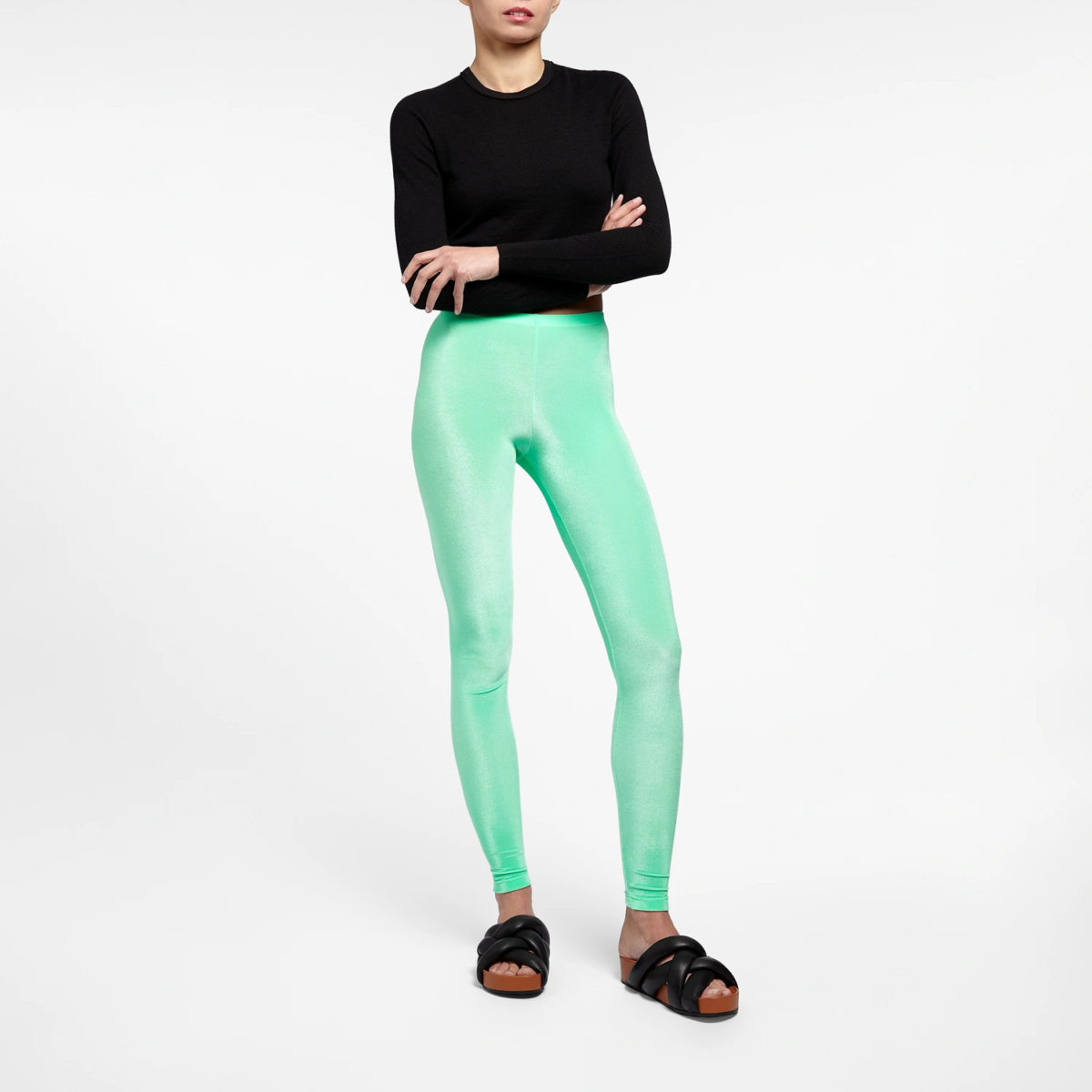 Legging velours Vert Aquarelle Coupe Classique Femme – Vue Face