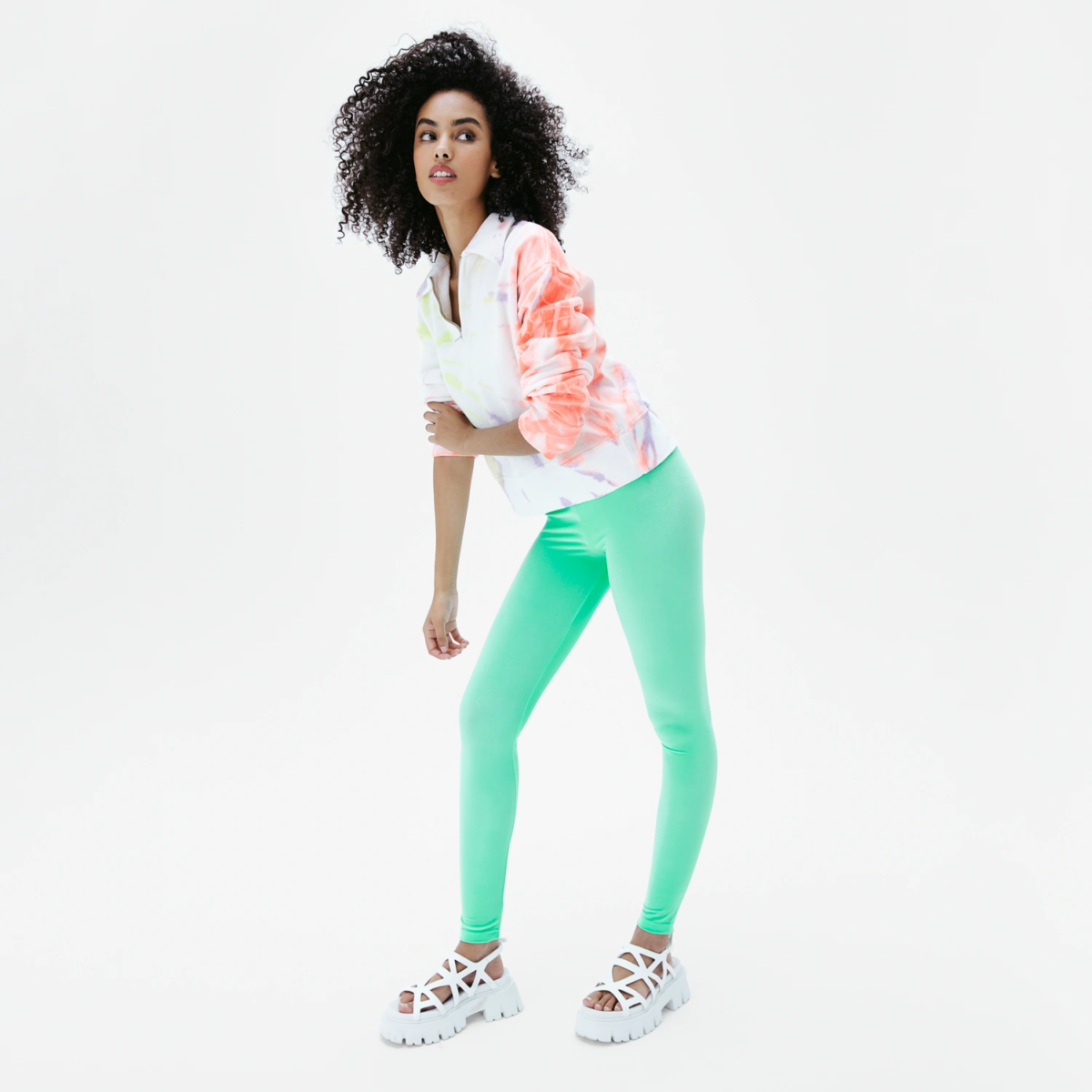 Legging velours Vert Aquarelle Coupe Classique Femme – Lifestyle Face