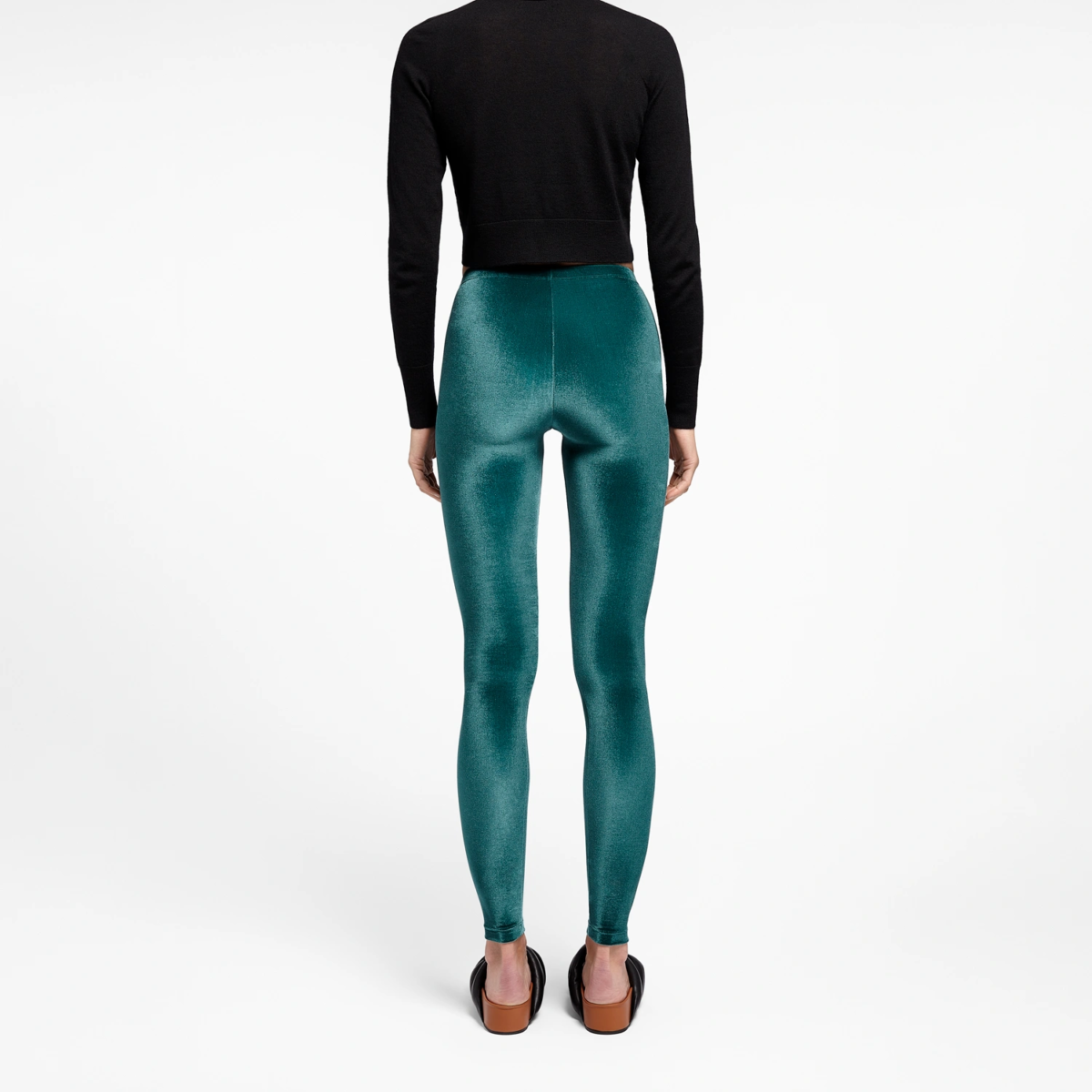 Legging en velours Vert Malachite pour femme, vue dos