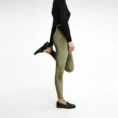 Legging velours lisse Army Green, Coupe Classique Legging velours Army Green coupe classique femme profil - leggings stretch mode premium casual élégant tendance