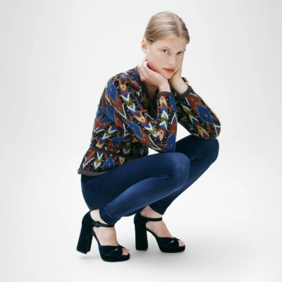Legging velours lisse Bleu Nuit Blue Velvet - Coupe Classique Legging velours bleu nuit Blue Velvet, tenue élégante et sophistiquée