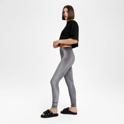 Legging velours côtelé gris profond pour femme, vu de profil