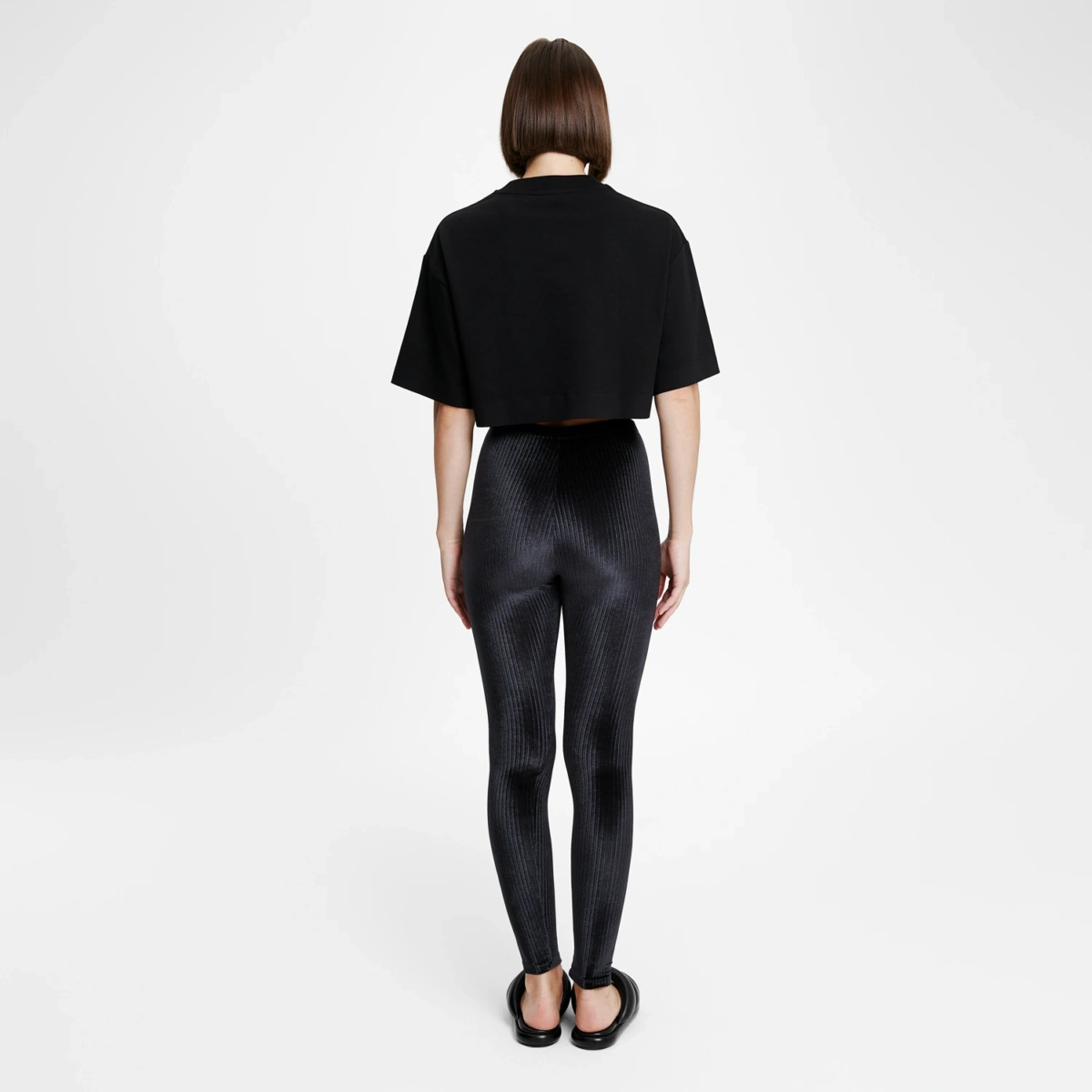 Legging en velours côtelé noir New Black pour femme, vue dos