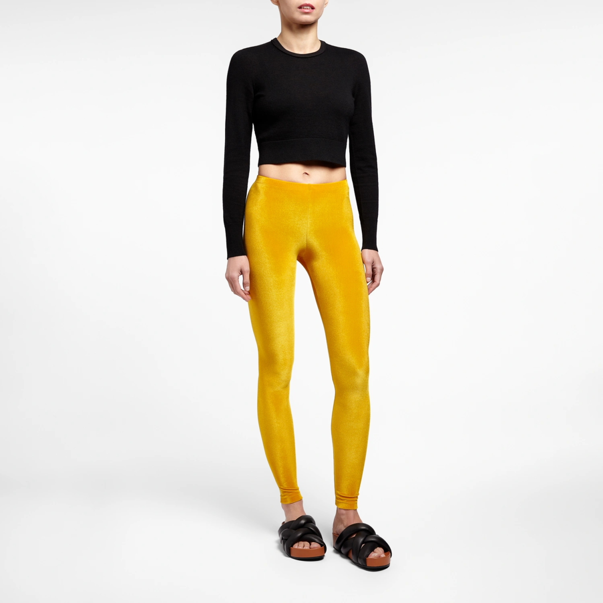 Legging velours jaune Van Gogh coupe classique vue face