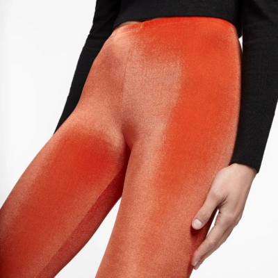 Legging velours lisse Orange Mécanique femme coupe classique - zoom matière