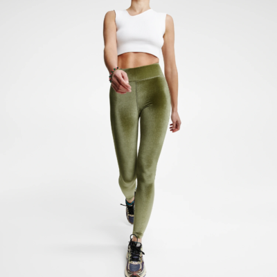 legging velours vert army green face mouvement