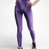 Legging velours lisse Violet Ultime - Coupe Sportive détail legging velours lisse violet ultime taille haute coupe sportive