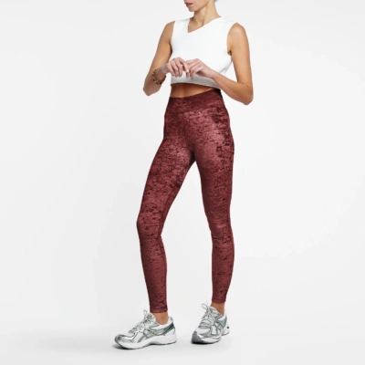 legging velours frappé rouge amaretto coupe sportive femme taille haute vue face