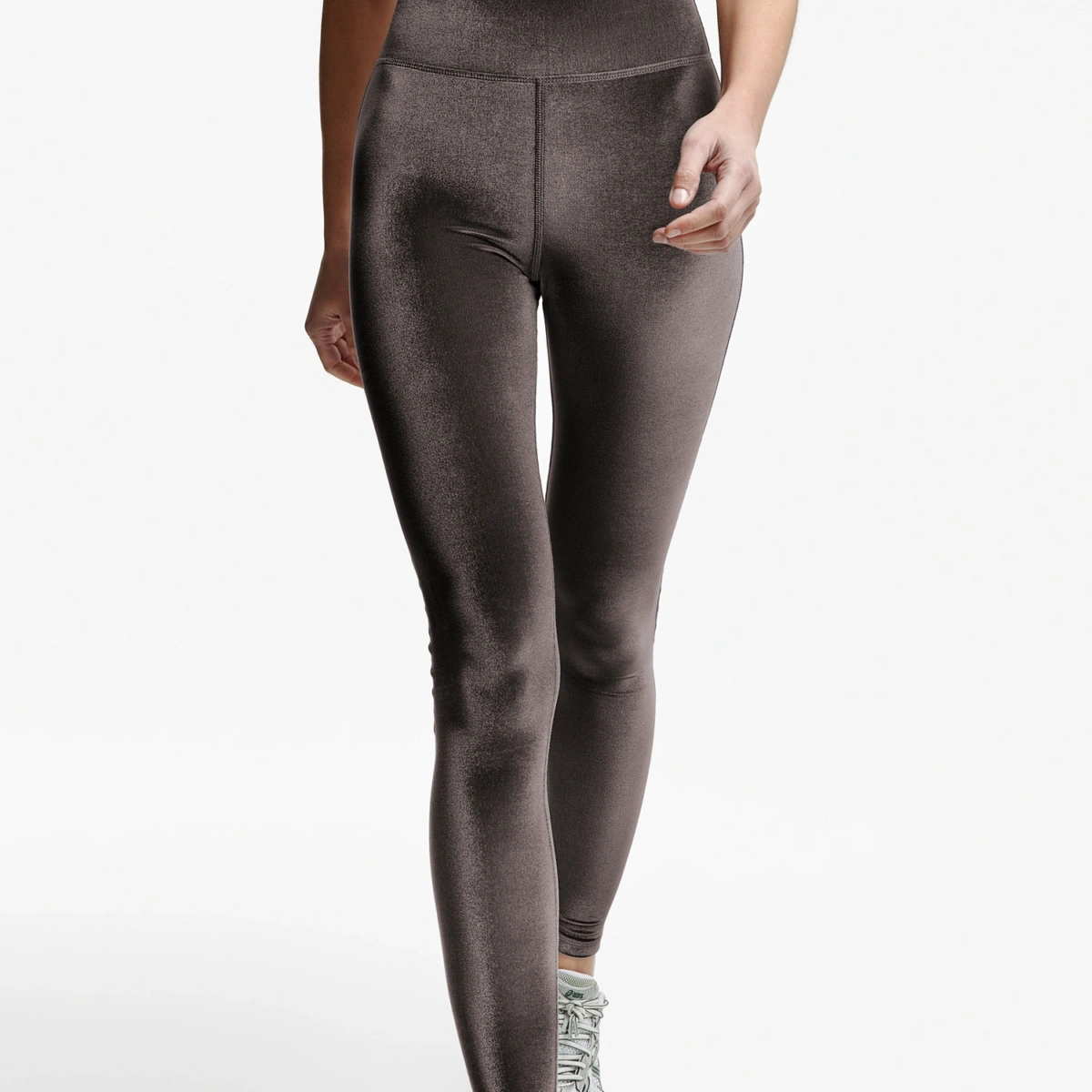 détail legging sport femme velours lisse marron gourmand taille haute Pattes de Velours