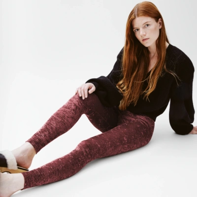 Legging velours frappé Rouge Amaretto, Coupe Classique coupe classique rouge amaretto Édition limitée